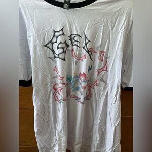 White Graphic T-Shirt with Black Trim